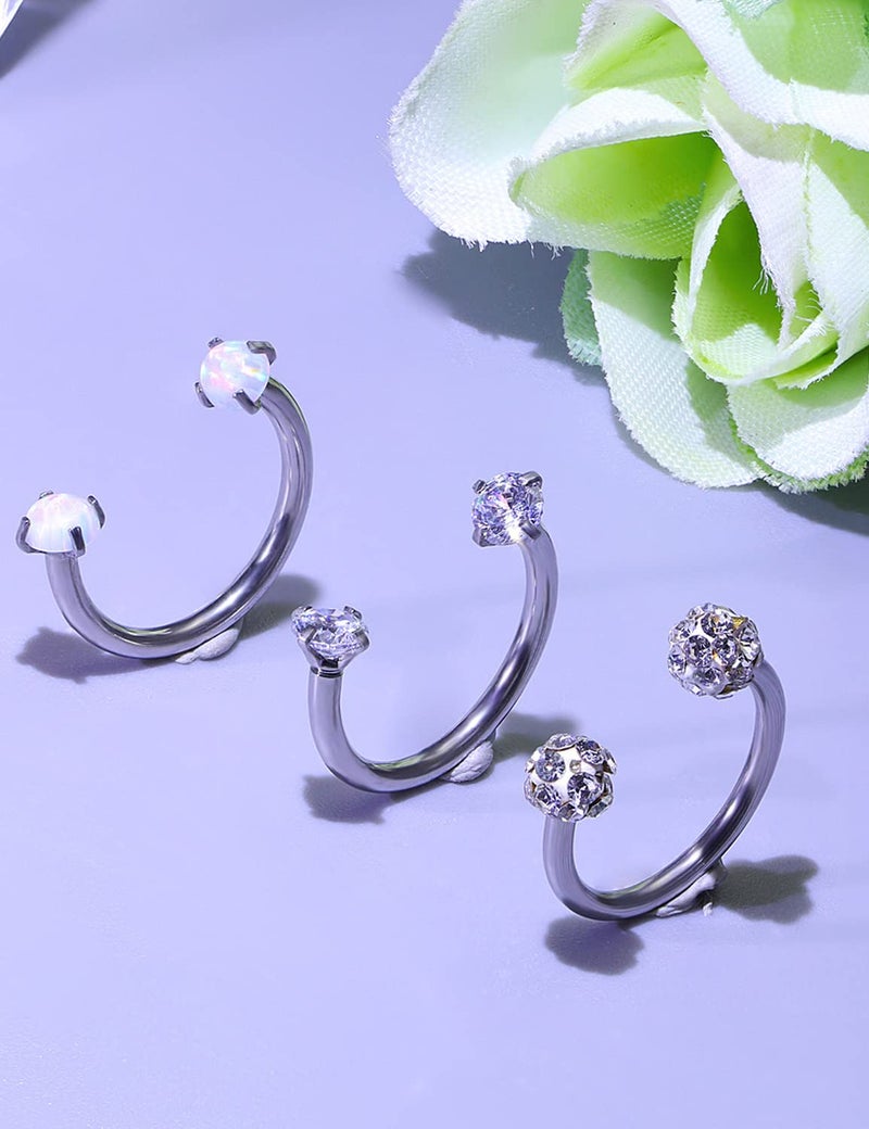 Ocptiy 16G Septum Ring Piercing Jewelry for Women 16 Gauge Stainless Surgical Steel Horseshoe Septum Nose Eyebrow Lip Ring Helix Tragus Cartilage Daith Rook Earring Hoop Piercin Jewelry Men Women 8mm - Image 2